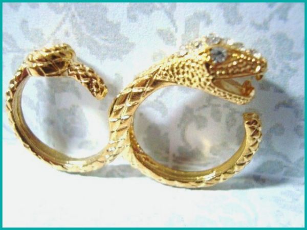 Anel Duplo Cobra com Strass